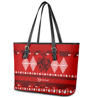 Personalised Tonga Kilisimasi Fiefia Leather Tote Bag Merry Christmas with Turtle Ngatu Pattern LT9 - Polynesian Pride