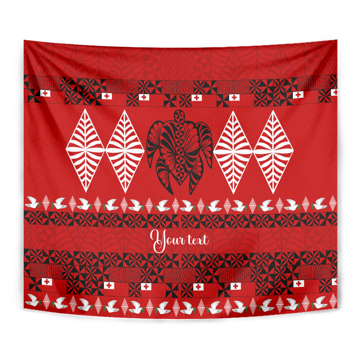 Personalised Tonga Kilisimasi Fiefia Tapestry Merry Christmas with Turtle Ngatu Pattern LT9 - Polynesian Pride