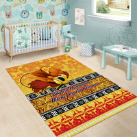 PNG Hamamas Krismas Area Rug Papua New Guinea Bird Of Paradise Merry Christmas Gold Style LT9 - Polynesian Pride