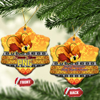 PNG Hamamas Krismas Ceramic Ornament Papua New Guinea Bird Of Paradise Merry Christmas Gold Style LT9 Snow Flake Gold - Polynesian Pride