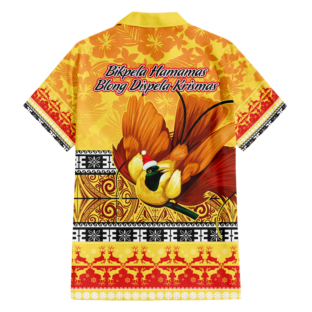 PNG Hamamas Krismas Family Matching Tank Maxi Dress and Hawaiian Shirt Papua New Guinea Bird Of Paradise Merry Christmas Gold Style LT9 - Polynesian Pride