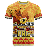 PNG Hamamas Krismas T Shirt Papua New Guinea Bird Of Paradise Merry Christmas Gold Style LT9 Gold - Polynesian Pride
