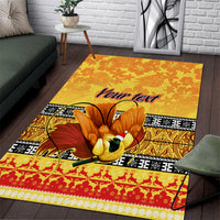 Personalised PNG Hamamas Krismas Area Rug Papua New Guinea Bird Of Paradise Merry Christmas Gold Style LT9 Gold - Polynesian Pride