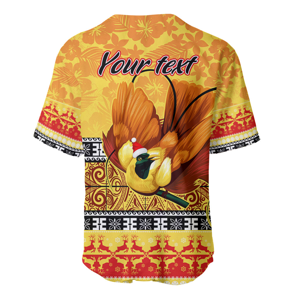 Personalised PNG Hamamas Krismas Baseball Jersey Papua New Guinea Bird Of Paradise Merry Christmas Gold Style LT9 - Polynesian Pride