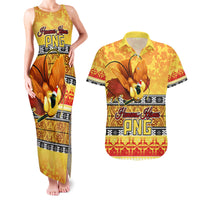 Personalised PNG Hamamas Krismas Couples Matching Tank Maxi Dress and Hawaiian Shirt Papua New Guinea Bird Of Paradise Merry Christmas Gold Style LT9 Gold - Polynesian Pride