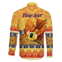 Personalised PNG Hamamas Krismas Family Matching Mermaid Dress and Hawaiian Shirt Papua New Guinea Bird Of Paradise Merry Christmas Gold Style LT9 - Polynesian Pride