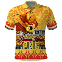 Personalised PNG Hamamas Krismas Polo Shirt Papua New Guinea Bird Of Paradise Merry Christmas Gold Style LT9 Gold - Polynesian Pride