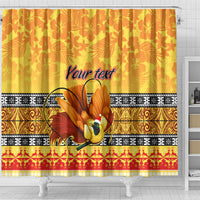 Personalised PNG Hamamas Krismas Shower Curtain Papua New Guinea Bird Of Paradise Merry Christmas Gold Style LT9 - Polynesian Pride