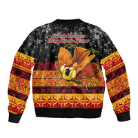 PNG Hamamas Krismas Bomber Jacket Papua New Guinea Bird Of Paradise Merry Christmas Black Style LT9 - Polynesian Pride