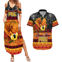 PNG Hamamas Krismas Couples Matching Summer Maxi Dress and Hawaiian Shirt Papua New Guinea Bird Of Paradise Merry Christmas Black Style LT9 Black - Polynesian Pride