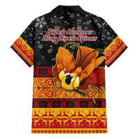 PNG Hamamas Krismas Family Matching Off Shoulder Maxi Dress and Hawaiian Shirt Papua New Guinea Bird Of Paradise Merry Christmas Black Style LT9 - Polynesian Pride