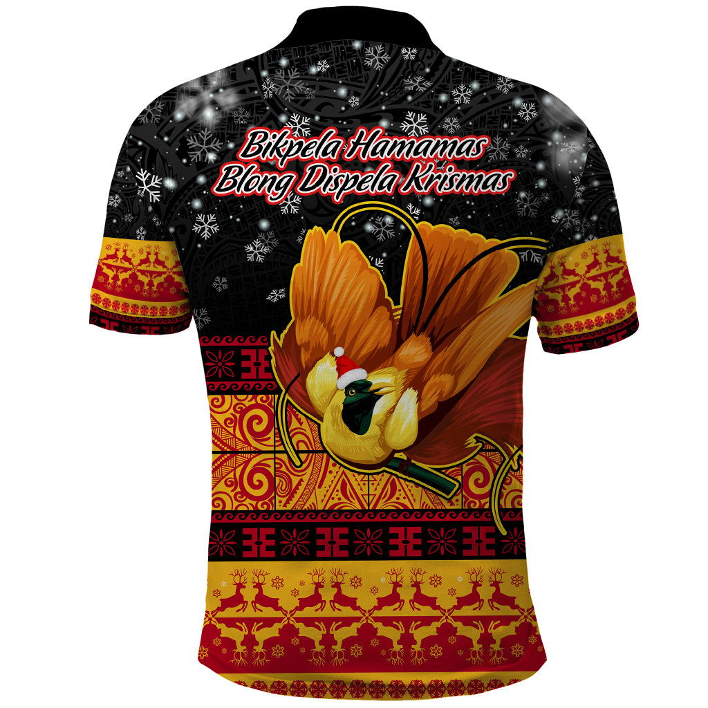 PNG Hamamas Krismas Polo Shirt Papua New Guinea Bird Of Paradise Merry Christmas Black Style LT9 - Polynesian Pride