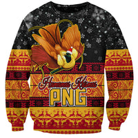 PNG Hamamas Krismas Sweatshirt Papua New Guinea Bird Of Paradise Merry Christmas Black Style LT9 Unisex Black - Polynesian Pride