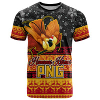 PNG Hamamas Krismas T Shirt Papua New Guinea Bird Of Paradise Merry Christmas Black Style LT9 Black - Polynesian Pride