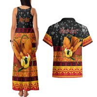 Personalised PNG Hamamas Krismas Couples Matching Tank Maxi Dress and Hawaiian Shirt Papua New Guinea Bird Of Paradise Merry Christmas Black Style LT9 - Polynesian Pride
