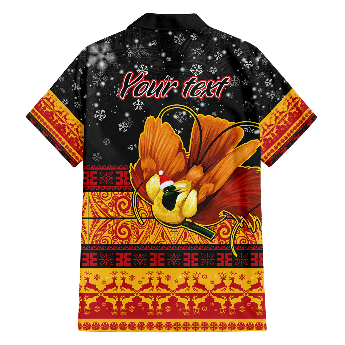 Personalised PNG Hamamas Krismas Family Matching Tank Maxi Dress and Hawaiian Shirt Papua New Guinea Bird Of Paradise Merry Christmas Black Style LT9 - Polynesian Pride