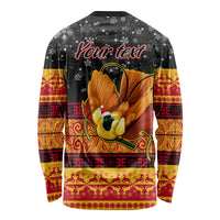 Personalised PNG Hamamas Krismas Long Sleeve Shirt Papua New Guinea Bird Of Paradise Merry Christmas Black Style LT9 - Polynesian Pride