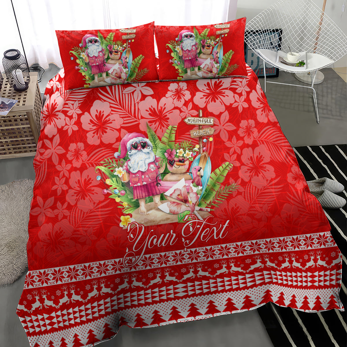 Personalised Hawaii Mele Kalikimaka Bedding Set Santa Beach Merry Christmas LT9 - Polynesian Pride