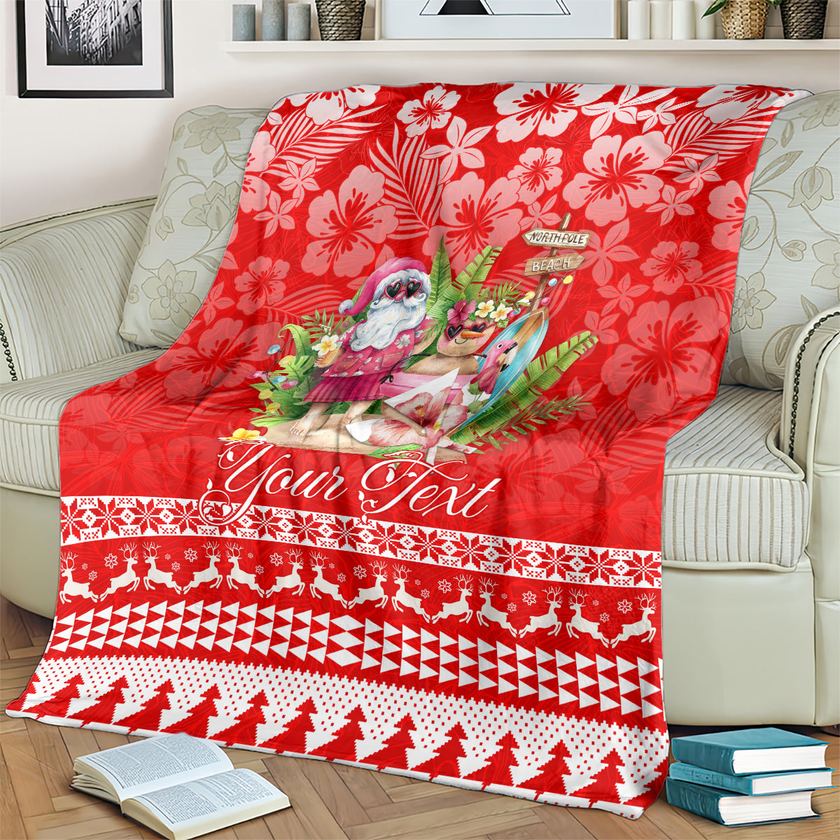 Personalised Hawaii Mele Kalikimaka Blanket Santa Beach Merry Christmas LT9 - Polynesian Pride