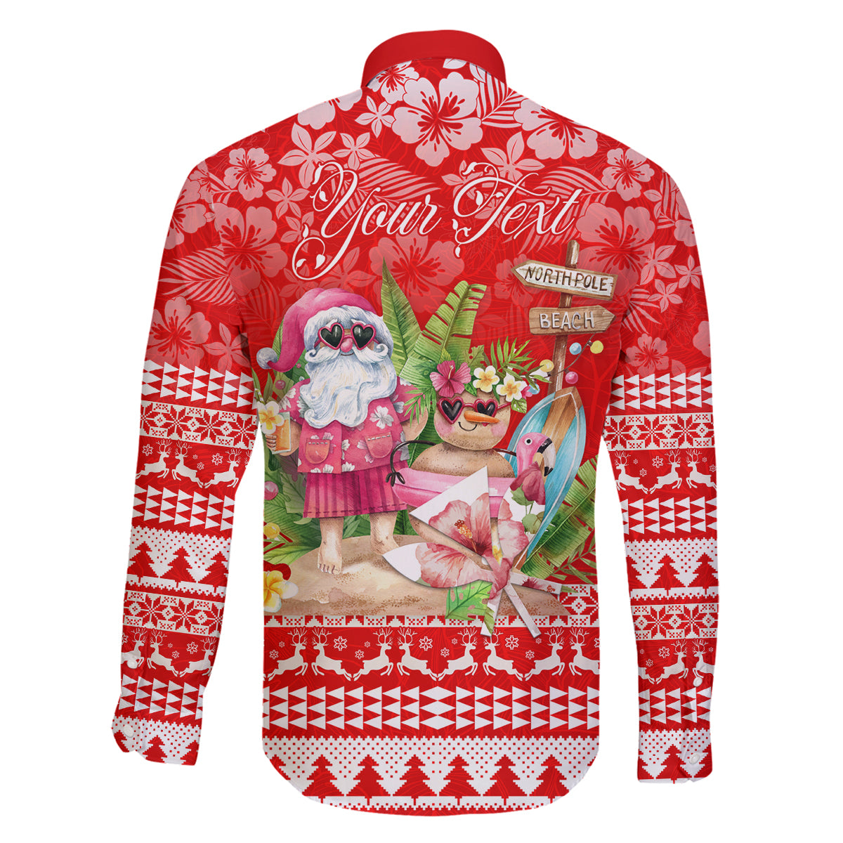 Personalised Hawaii Mele Kalikimaka Family Matching Off Shoulder Long Sleeve Dress and Hawaiian Shirt Santa Beach Merry Christmas LT9 - Polynesian Pride