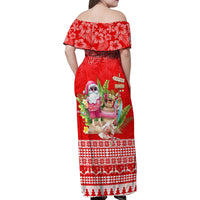 Personalised Hawaii Mele Kalikimaka Family Matching Off Shoulder Maxi Dress and Hawaiian Shirt Santa Beach Merry Christmas LT9 - Polynesian Pride
