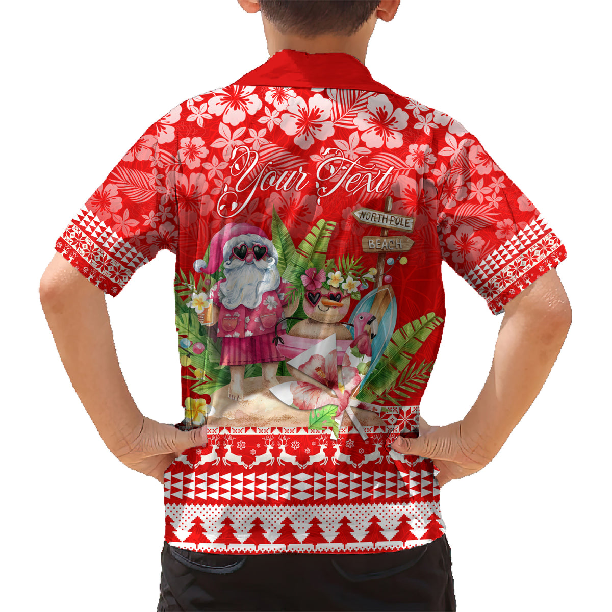 Personalised Hawaii Mele Kalikimaka Family Matching Short Sleeve Bodycon Dress and Hawaiian Shirt Santa Beach Merry Christmas LT9 - Polynesian Pride