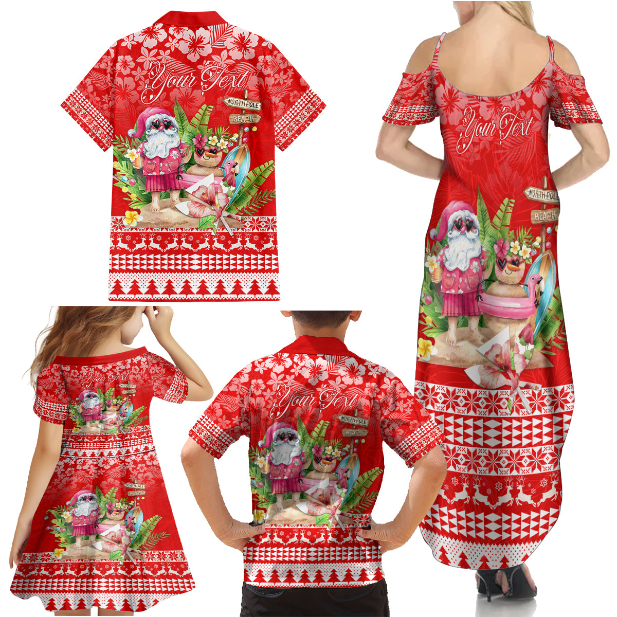 Personalised Hawaii Mele Kalikimaka Family Matching Summer Maxi Dress and Hawaiian Shirt Santa Beach Merry Christmas LT9 - Polynesian Pride