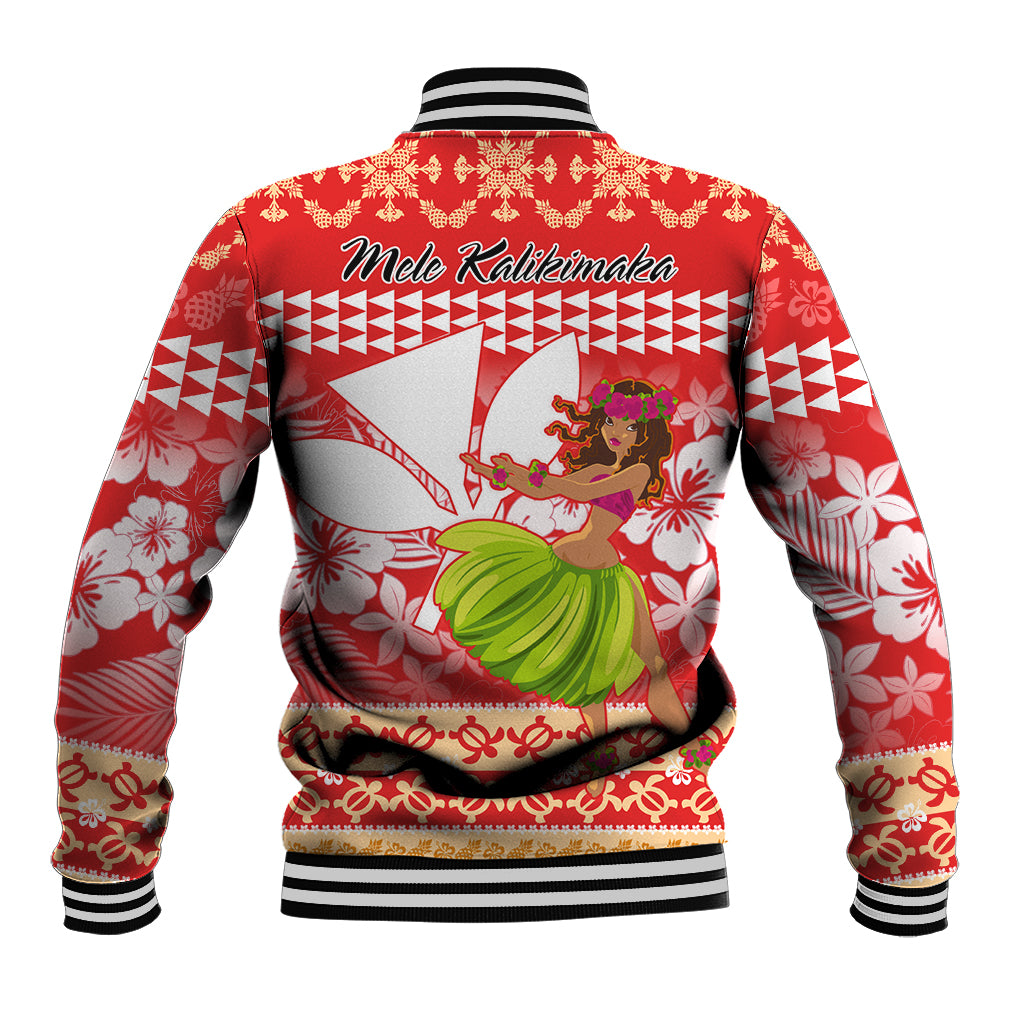 Hawaii Mele Kalikimaka Baseball Jacket Santa Claus and Hula Dancing Merry Christmas LT9 - Polynesian Pride