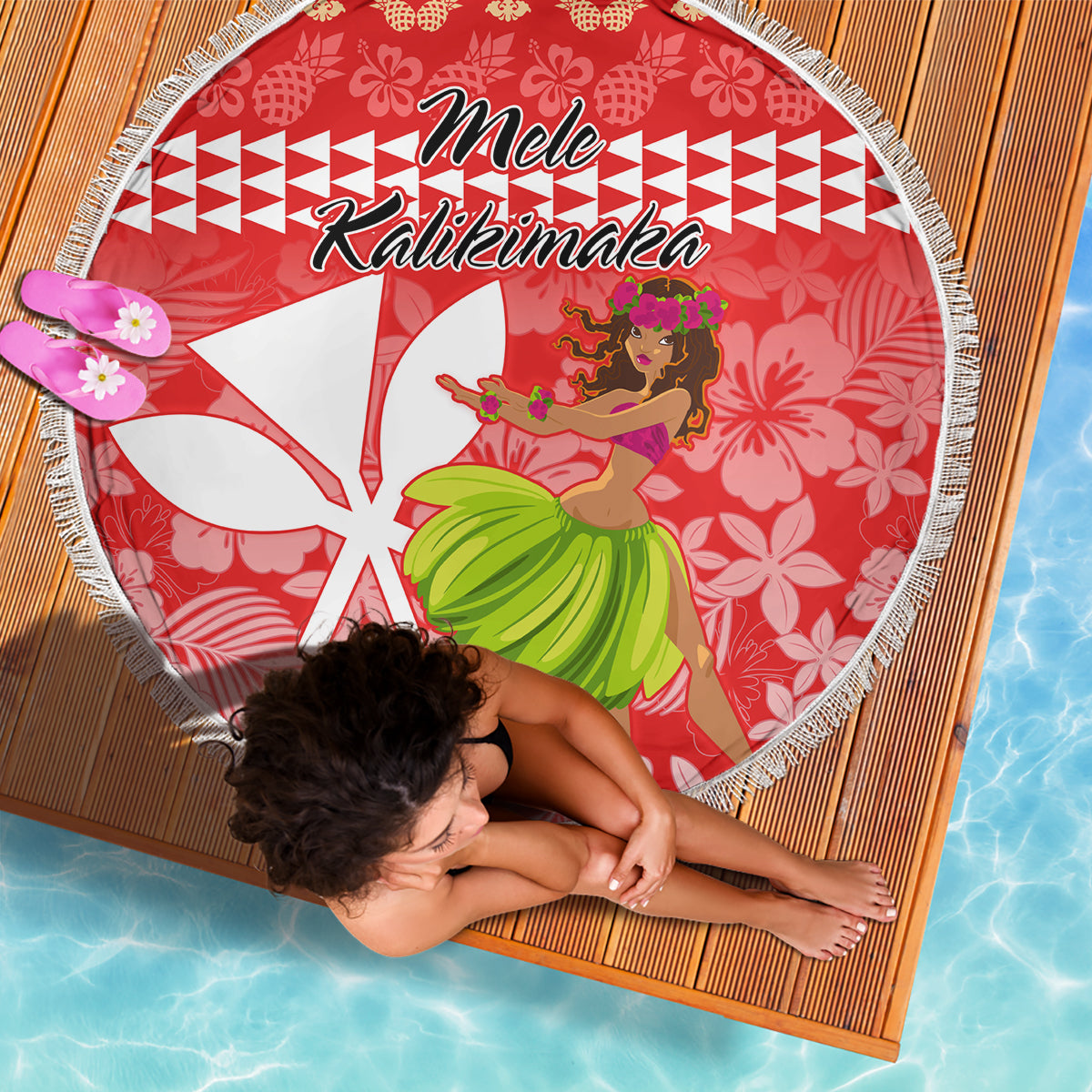 Hawaii Mele Kalikimaka Beach Blanket Santa Claus and Hula Dancing Merry Christmas LT9 - Polynesian Pride