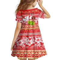 Hawaii Mele Kalikimaka Kid Short Sleeve Dress Santa Claus and Hula Dancing Merry Christmas LT9 - Polynesian Pride