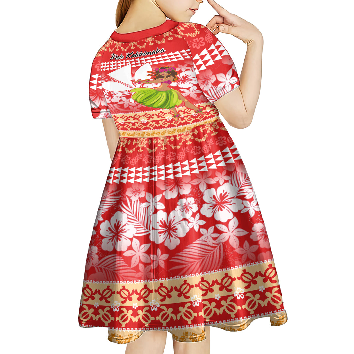 Hawaii Mele Kalikimaka Kid Short Sleeve Dress Santa Claus and Hula Dancing Merry Christmas LT9 - Polynesian Pride