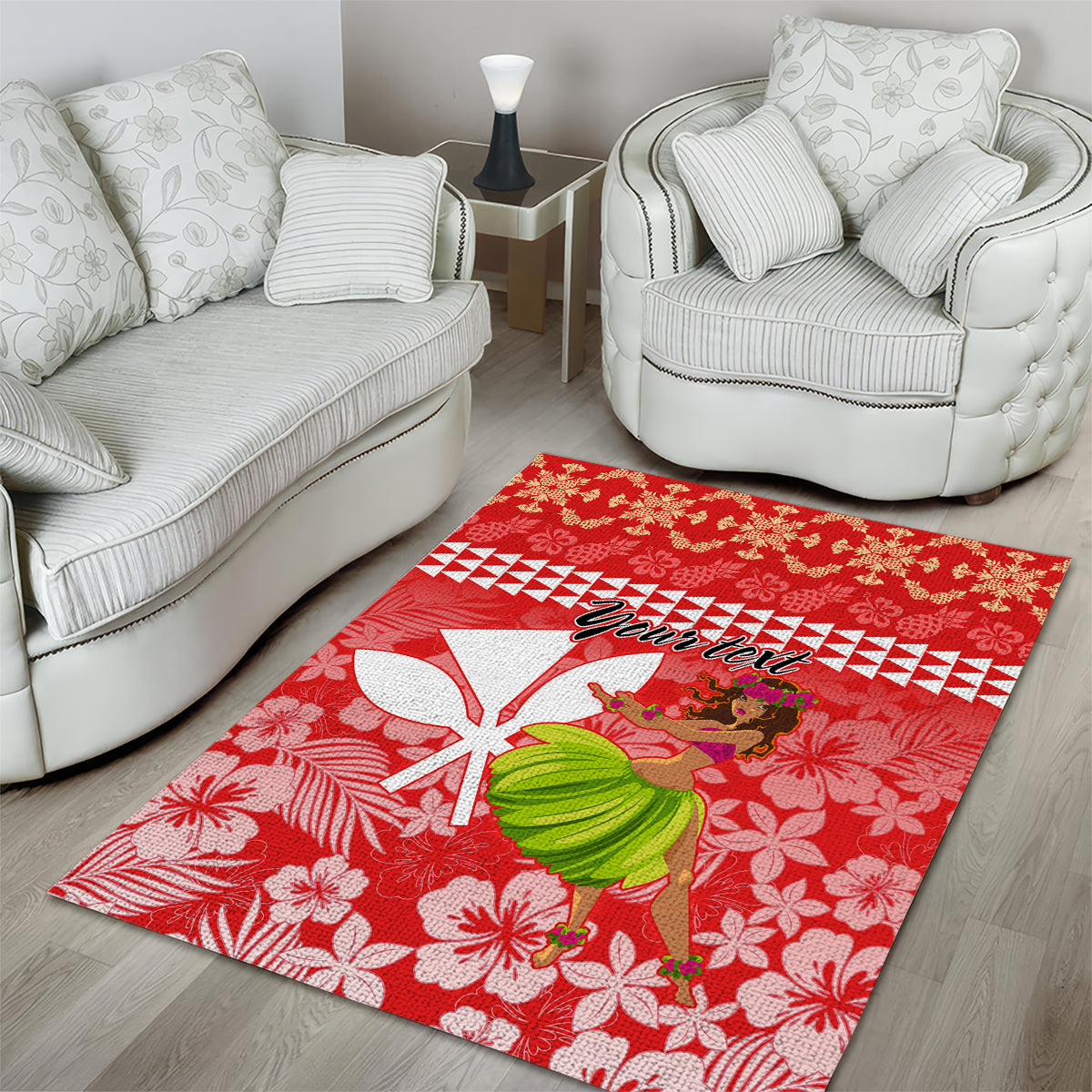 Personalised Hawaii Mele Kalikimaka Area Rug Santa Claus and Hula Dancing Merry Christmas LT9 - Polynesian Pride