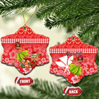Personalised Hawaii Mele Kalikimaka Ceramic Ornament Santa Claus and Hula Dancing Merry Christmas LT9 Snow Flake Red - Polynesian Pride