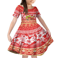 Personalised Hawaii Mele Kalikimaka Kid Short Sleeve Dress Santa Claus and Hula Dancing Merry Christmas LT9 KID Red - Polynesian Pride