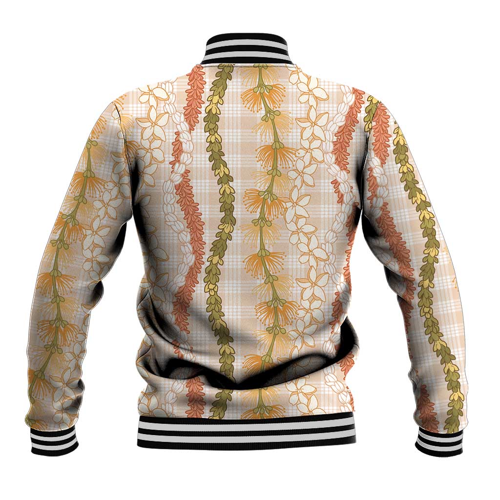 Hawaiian Ohia Lehua Lei Baseball Jacket Plaid Palaka Ahiehie Pattern - Polynesian Pride