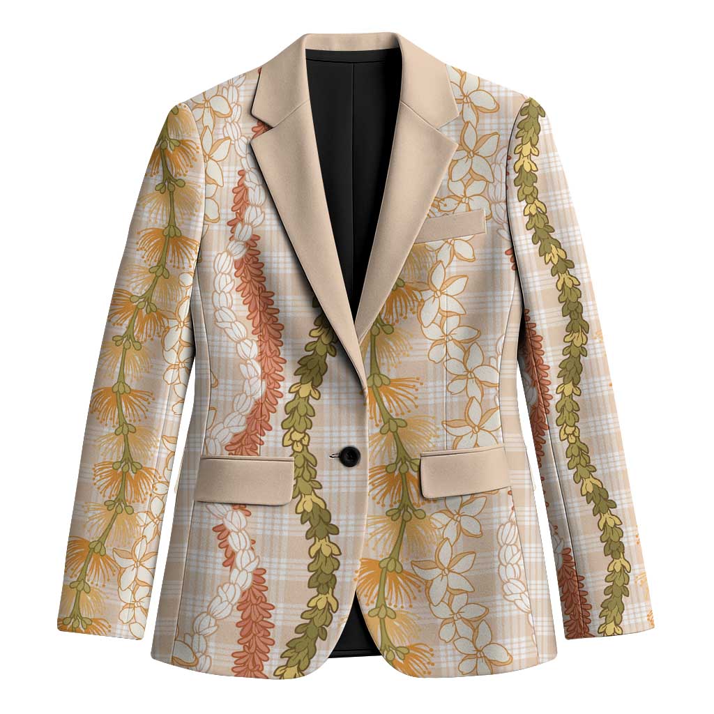 Hawaiian Ohia Lehua Lei Blazer Plaid Palaka Ahiehie Pattern - Polynesian Pride