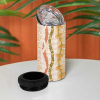 Hawaiian Ohia Lehua Lei 4 in 1 Can Cooler Tumbler Plaid Palaka Ahiehie Pattern - Polynesian Pride