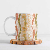 Hawaiian Ohia Lehua Lei Ceramic Mug Plaid Palaka Ahiehie Pattern - Polynesian Pride