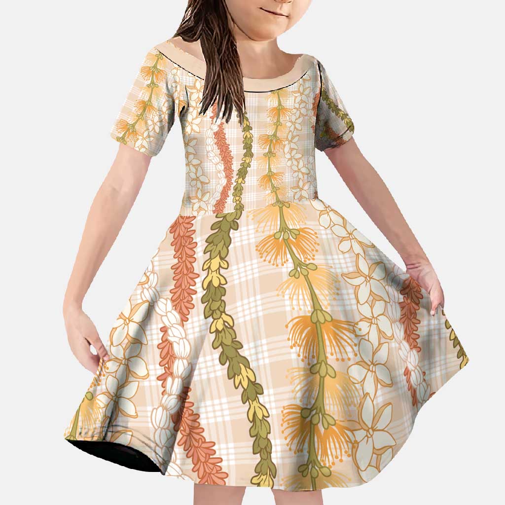 Hawaiian Ohia Lehua Lei Family Matching Mermaid Dress and Hawaiian Shirt Plaid Palaka Ahiehie Pattern - Polynesian Pride