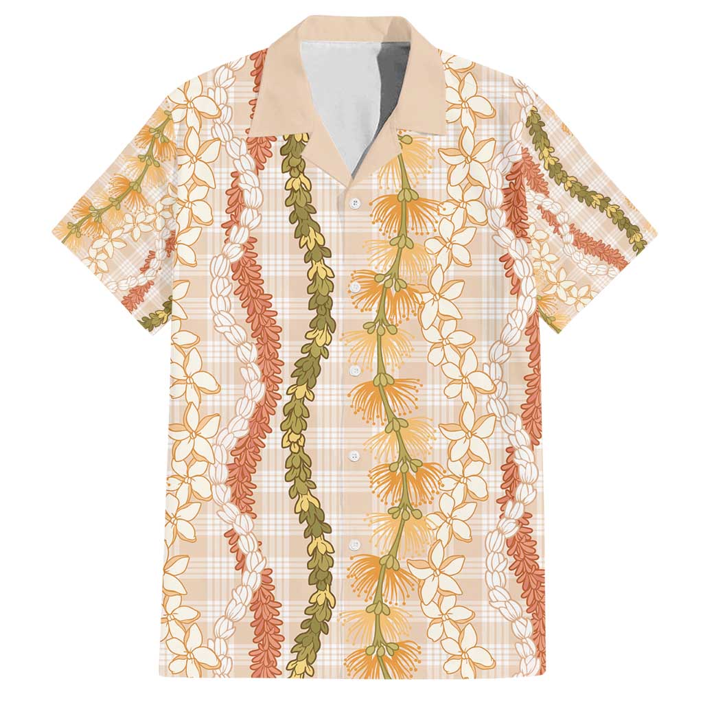 Hawaiian Ohia Lehua Lei Family Matching Summer Maxi Dress and Hawaiian Shirt Plaid Palaka Ahiehie Pattern - Polynesian Pride