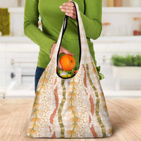 Hawaiian Ohia Lehua Lei Grocery Bag Plaid Palaka Ahiehie Pattern - Polynesian Pride
