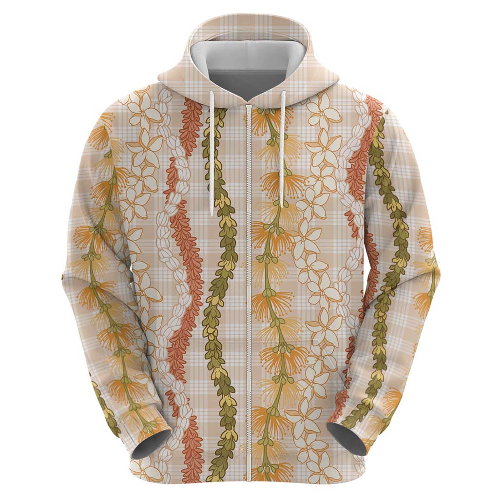 Hawaiian Ohia Lehua Lei Hoodie Plaid Palaka Ahiehie Pattern - Polynesian Pride