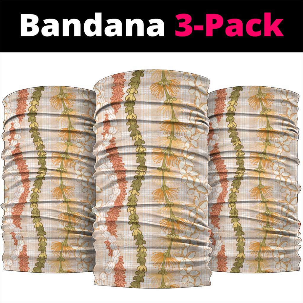 Hawaiian Ohia Lehua Lei Neck Gaiter Plaid Palaka Ahiehie Pattern - Polynesian Pride