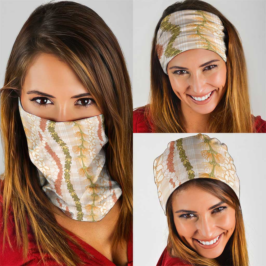 Hawaiian Ohia Lehua Lei Neck Gaiter Plaid Palaka Ahiehie Pattern - Polynesian Pride