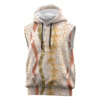Hawaiian Ohia Lehua Lei Sleeveless Hoodie Plaid Palaka Ahiehie Pattern - Polynesian Pride