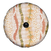 Hawaiian Ohia Lehua Lei Spare Tire Cover Plaid Palaka Ahiehie Pattern - Polynesian Pride