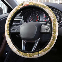 Hawaiian Ohia Lehua Lei Steering Wheel Cover Plaid Palaka Ahiehie Pattern - Polynesian Pride