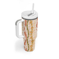 Hawaiian Ohia Lehua Lei Tumbler With Handle Plaid Palaka Ahiehie Pattern - Polynesian Pride