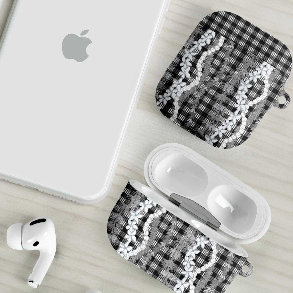 Hawaiian Ohia Lehua Lei AirPods Case Plaid Palaka Eleele Pattern - Polynesian Pride