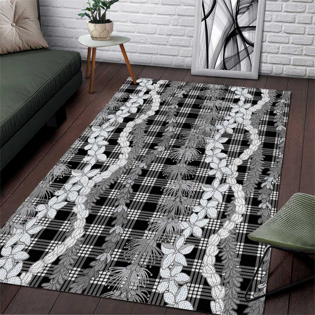 Hawaiian Ohia Lehua Lei Area Rug Plaid Palaka Eleele Pattern - Polynesian Pride